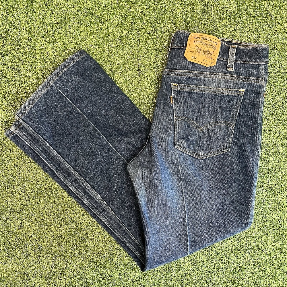 Vintage Levis 517 Jeans 36x30 Bootcut Denim Orange Tab Jeans USA 35x27.5 Fit